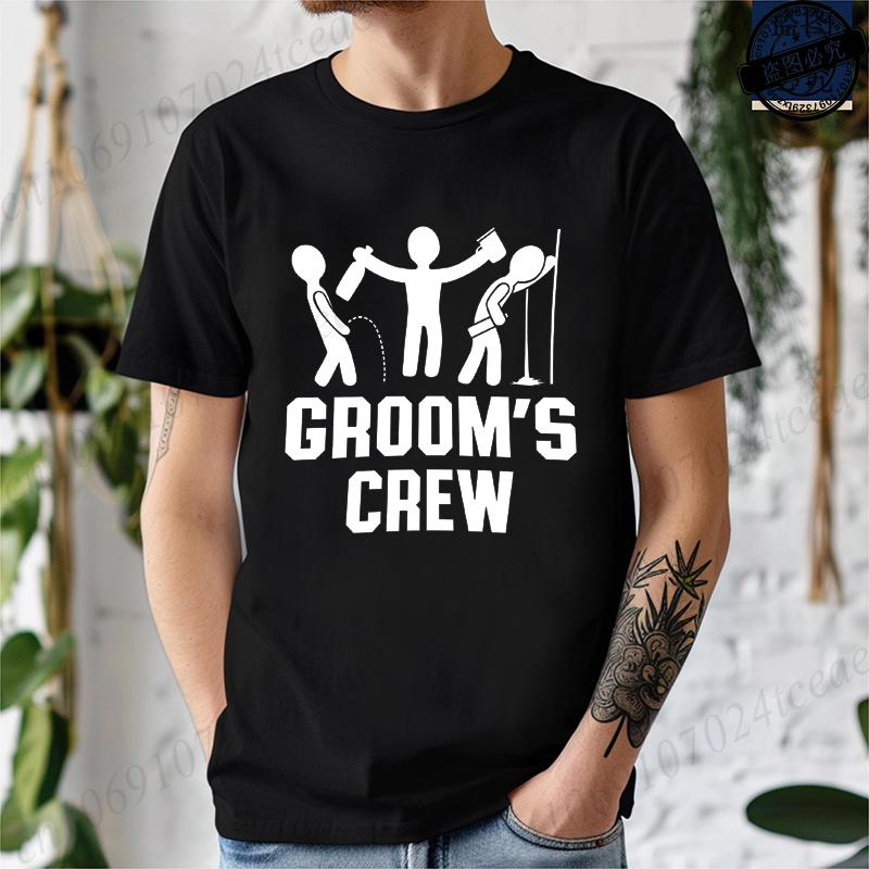 T-shirt for Unisex Funny Bachelor Party Groom's Crew Wedding Party Unisex's Gag Print T-Shirts Short Sleeve T-shirt Unisex's Tee Clothing