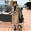Girls' Medium-Long Double-Breasted Trench Coat - Spring New Arrivals, Korean & British Style for Older Kids