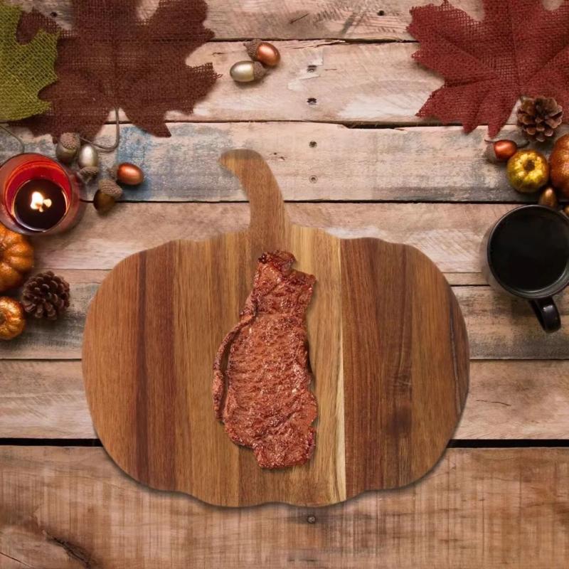 Unique Artisanal Wood Chopping Board With Celebratory Vegetable Plan Perfect For Halloween Donations