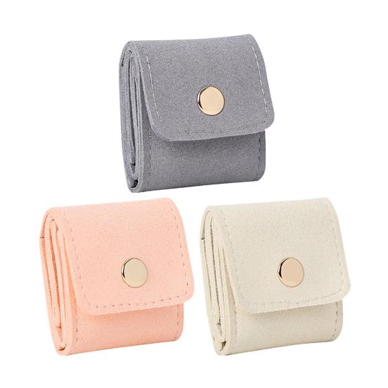 1/3Pcs Jewelry Storage Bag Earring Organizer Solid Color Mini Size Portable Foldable Travel Jewelry Organizer Case with Buckle