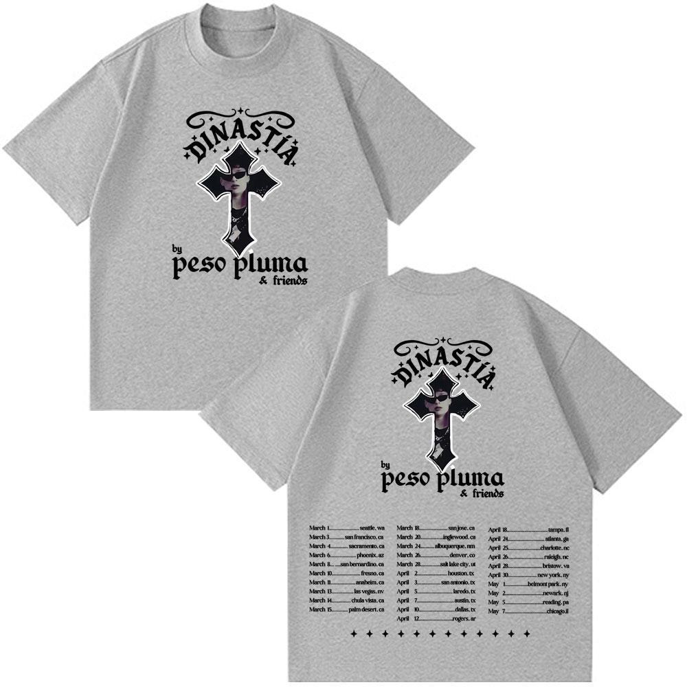 Peso Pluma Dinastia TOUR 2026 Print Tshirt Men Women Fashion Casual Tshirt Shortsleeved Cotton Hiphop Tshirts Streetwear