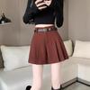2024 A/W High Waist Woolen Pleated Wide-Leg Shorts - Casual, Versatile, Simple A-Line Design