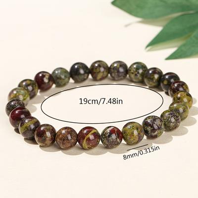 Bracelet Mode Élastique Choix Parfait Pierre Sang de Dragon 1 Pièce Simple et Décontracté Ajusté Homme Femme 8mm Naturel Accessoires