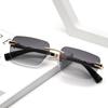 Light luxury half-frame square sunglasses, black-frame simple business driving sunglasses, men's outdoor travel sunshade glasses