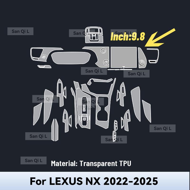 Průhledné TPU Pro LEXUS NX -2025 Středová Konzole Auta Mediální Palubní Deska Navigace Ochrana Proti Poškrábání Vnitřní Fólie