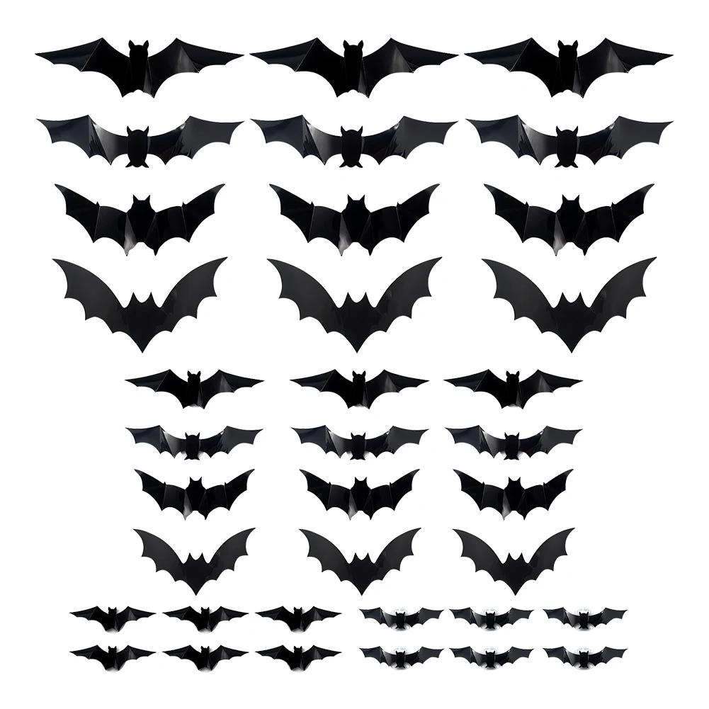 36 PCs Halloween Sticky Decals Glow in The Dark Bats Decorations Wall Stickers for Halloween Party Bedroom Window Decorations