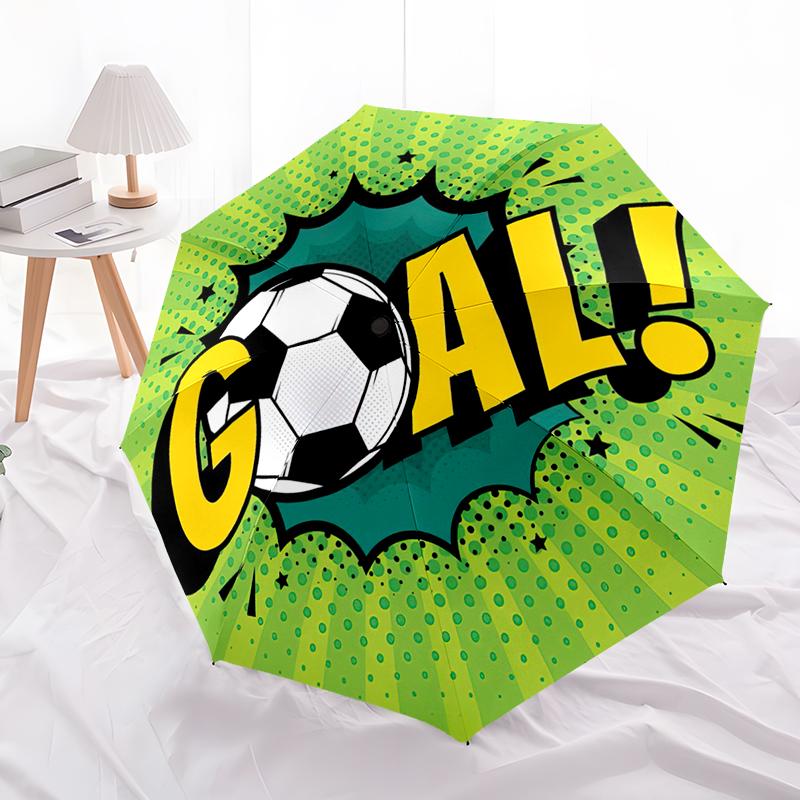 1 Stück Fußballteam Schirm Tragbarer Faltbarer Schirm Eisenrahmen Lochknochenstruktur Outdoor Heimschirm