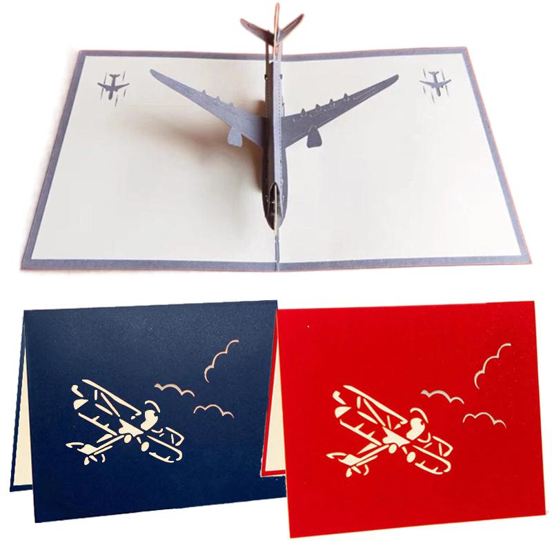 3D Pop UP Card Birthday Greeting Invitation Card Party Favors Laser Cut Gifts Airplane Miniatures Postcard Envelopes TMZ