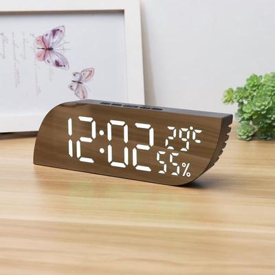 Living Room and Home Water Drop Mirror LED Digital Temperature and Humidity Electronic Clock Desktop Sleep Alarm Clock Bedside Clock Gift