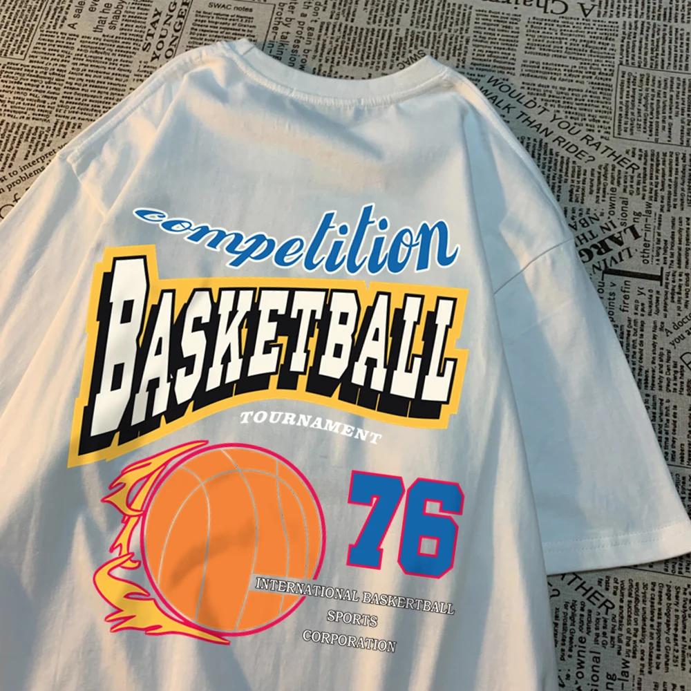 Competition Basketball 76 T-Shirts Men Women Street O-Neck Clothes Loose Oversize T-Shirts Harajuku Cotton Brand Short Sleeve