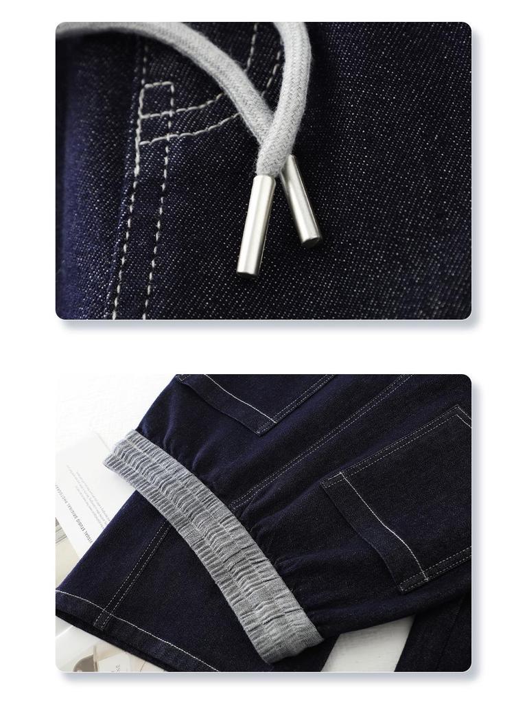 Damskie jeansy retro w kolorze ciemnoniebieskim z wysokim stanem - Nowość Wiosna i Jesień 2025 Wyszczuplający fason z prostymi nogawkami