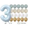 22pcs/set Baby Blue Series Latex Balloon Vintage Blue Foil Number Balloon For Boy's Birthday Party Anniversary Decoration Supply