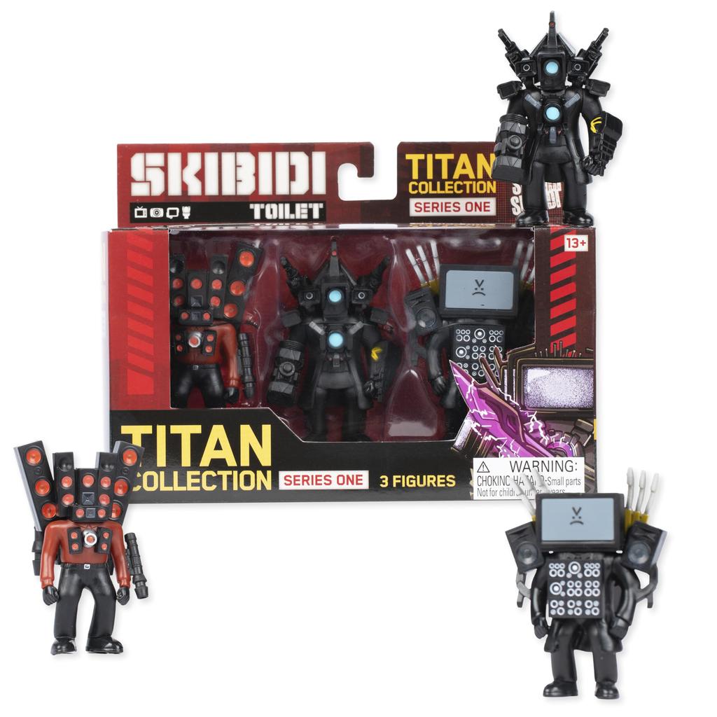 Skibidi Toilet Titan 3-Pack - Complete Collection, Officially Licensed Toilet Goods, Black