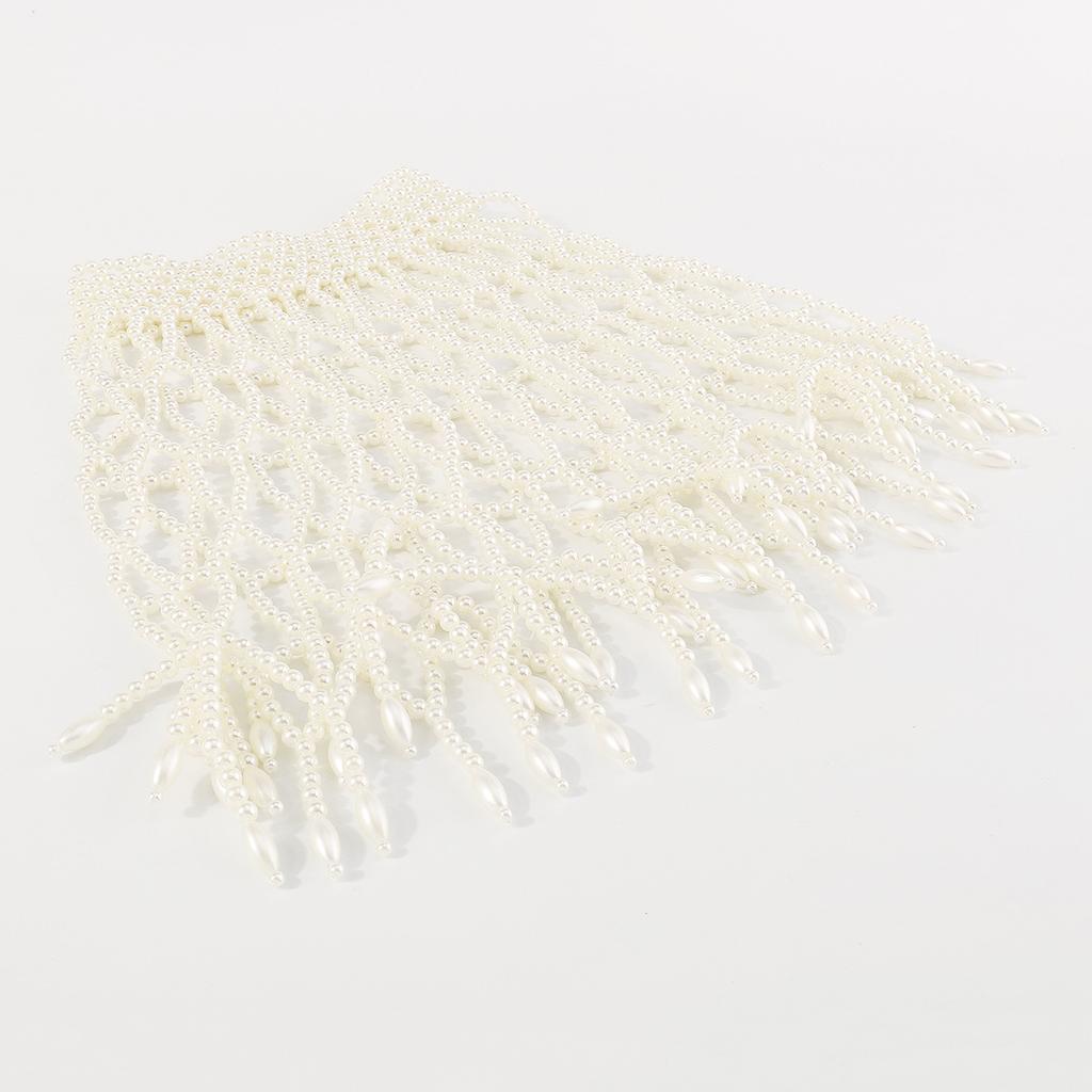 Luxury Retro Body Chain, Elegant Palace Style Imitation Pearl Hollow Tassel Shawl Body Chain Jewelry