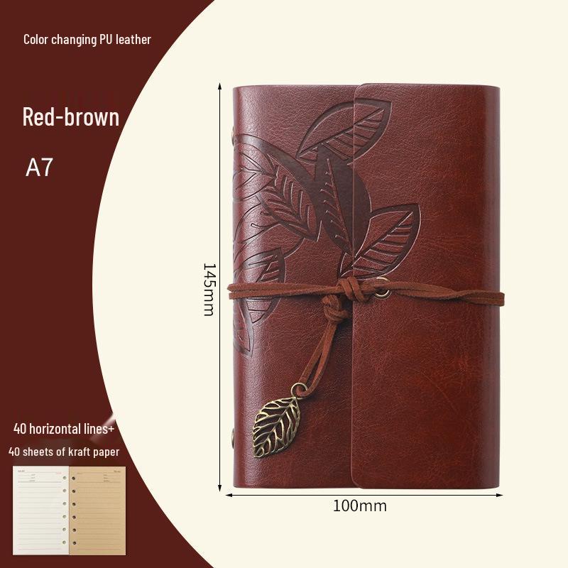 Retro Leaf Ring-Bound Travel Journal Notebook