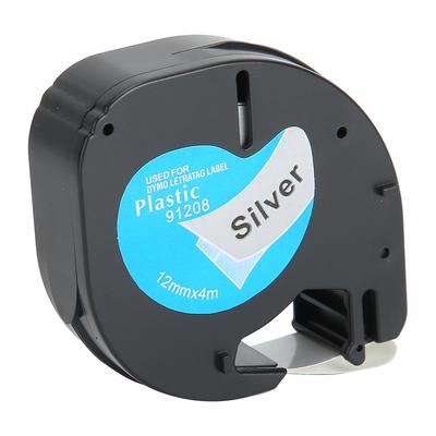 Dymo 12mm Gümüş Arkaplan Siyah Harf Etiketleme Makinesi Aksesuarları için Etiket Bandı 91208