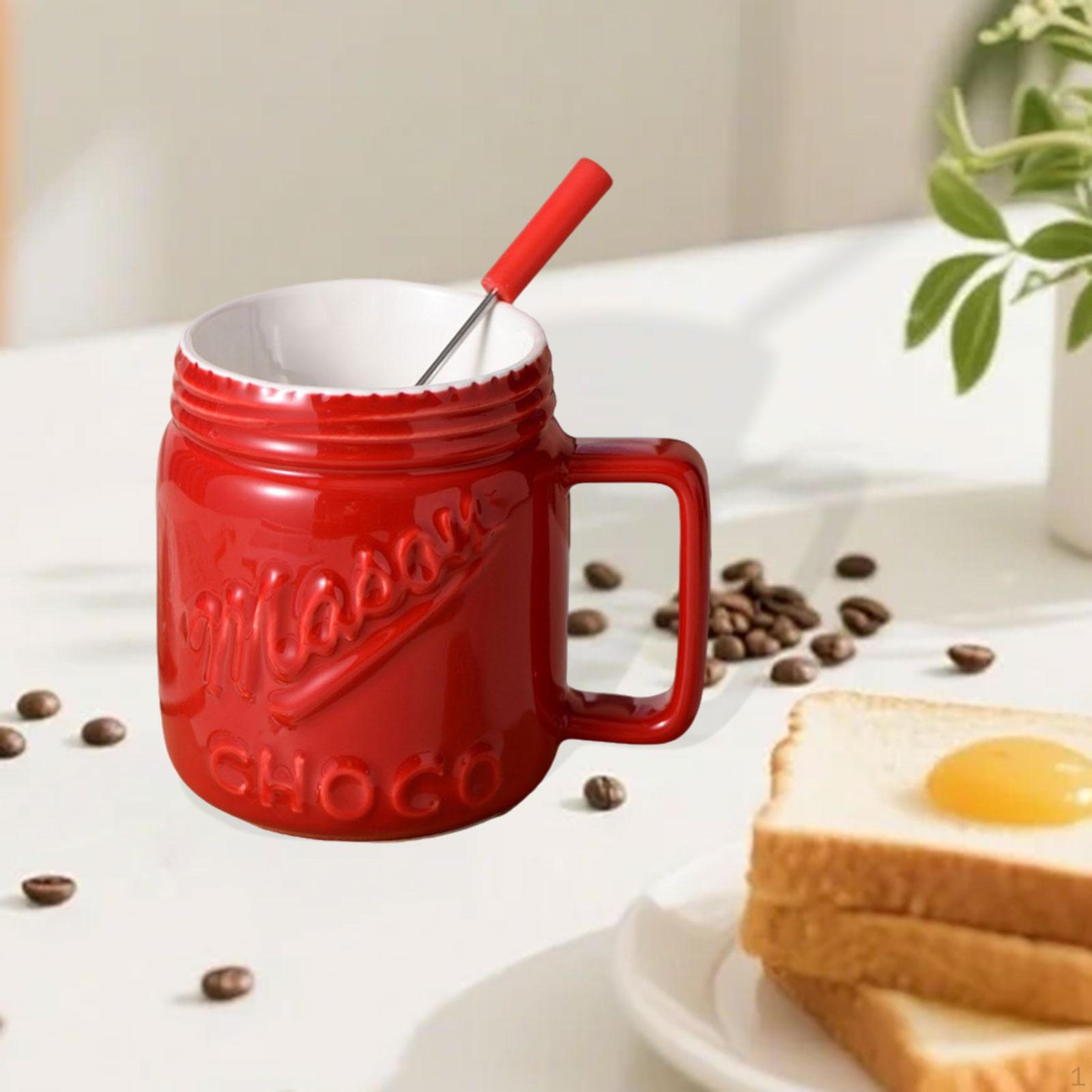

Chocolate Fondue Mug with Fork Cup Portable Sweet Ceramic for Movie Night Date