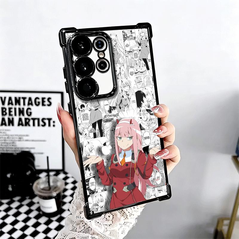 Darling Zero Two 02 Anime Plating Phone Case For Samsung Galaxy S24 S25 FE S26 Edge S23 Ultra S22 S21 Plus S20 Anti-Fall Airabag