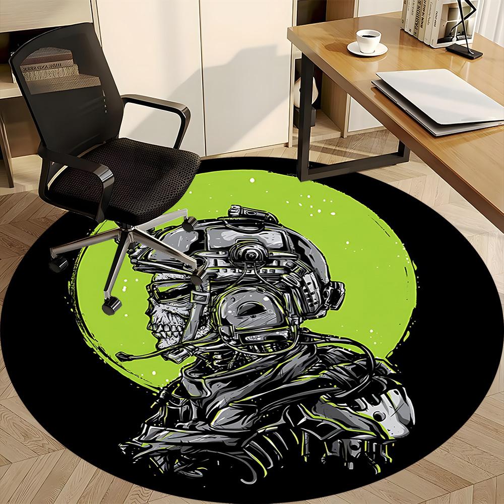 1pc Cyberpunk Helmet Office Round Area Rug, Under Office Chairs Bedroom Living Room Home Decor A0926092
