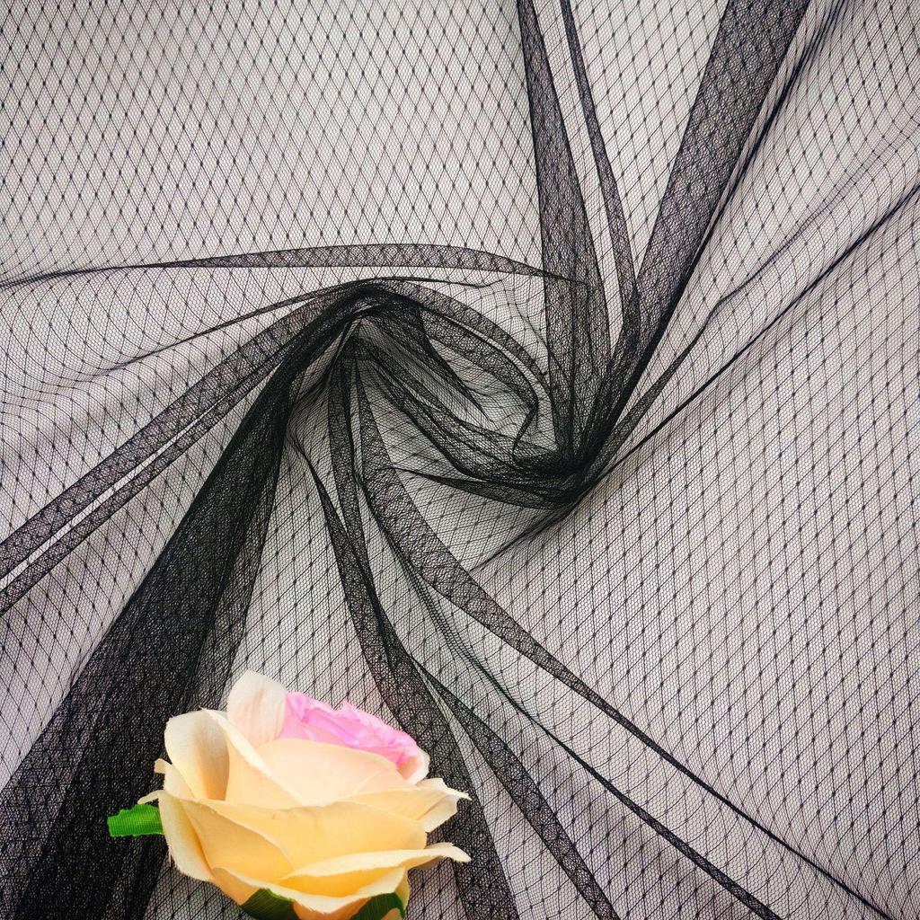 Black & White Transparent Diamond Lace Soft Mesh Fabric for Sexy Base Layer Clothing