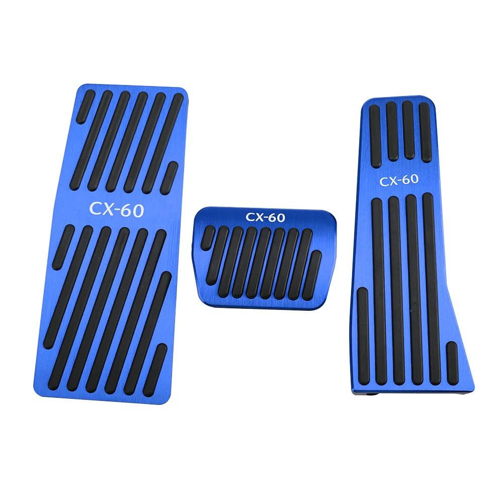 LEXLEYS Aluminum Pedal Accelerator Brake Footrest Covers with Rubber Covers for Mazda KH Series Custom Parts Non-Slip CX-60 (Blue) - Dress-Up