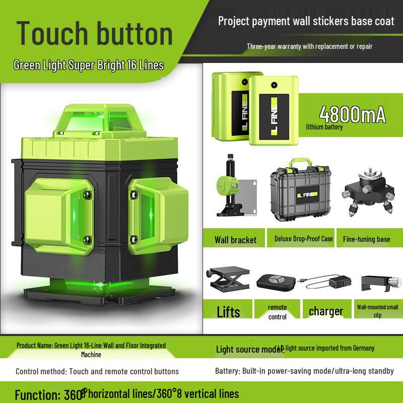 LFINE4D 16-Line 3D12-Line Green Light Laser Level Projector