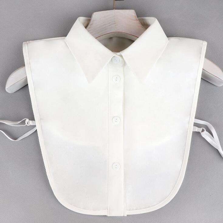 Perfect Match Bead Fake Collar Shirt Women White False Collars Woman Pearl Women Beaded Detachable Collar Necktie Black Chiffon Half Shirt