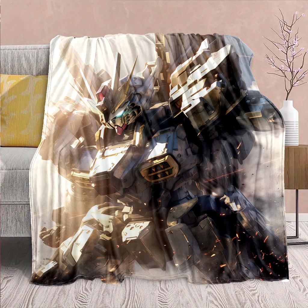 Gundam Anime Flannel Blanket - Soft Warm Perfect for Sofa, Bedding Camping Travel Office Home Decor -QJY