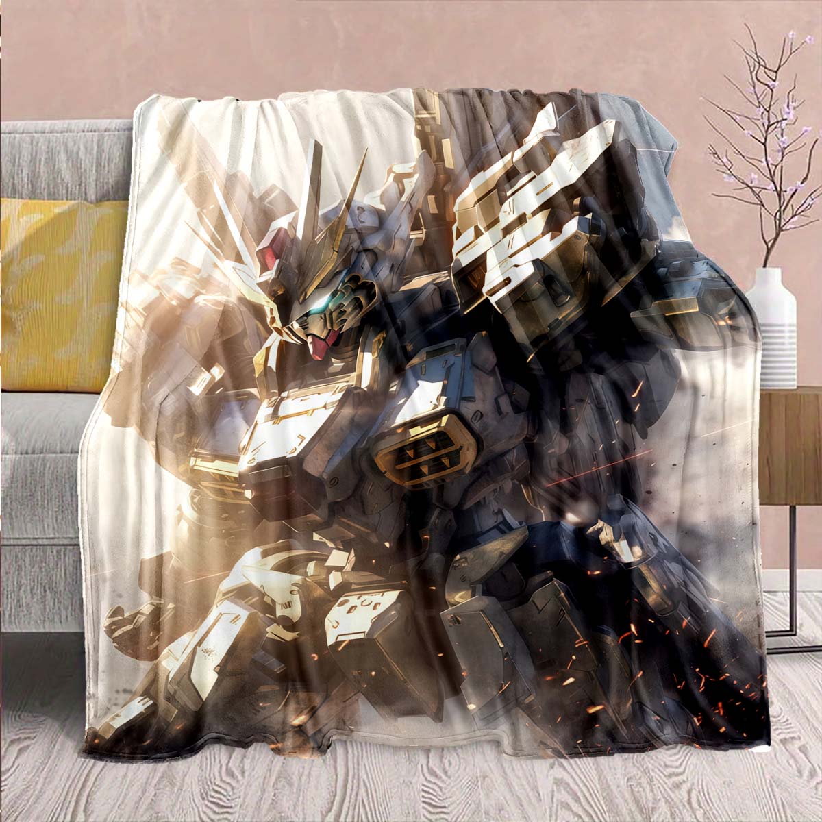 

Gundam Anime Flannel Blanket - Soft Warm Perfect for Sofa, Bedding Camping Travel Office Home Decor -QJY 75x90cm