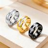 Titanium Steel Rotatable Half-Circle Diamond Couple Ring - Trendy & Stylish Jewelry