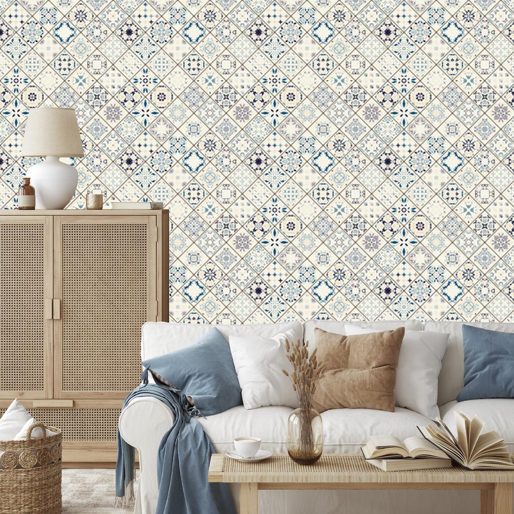 Colorful Moroccan Mosaic Wallpaper for Living Room and Bedroom 50x1000