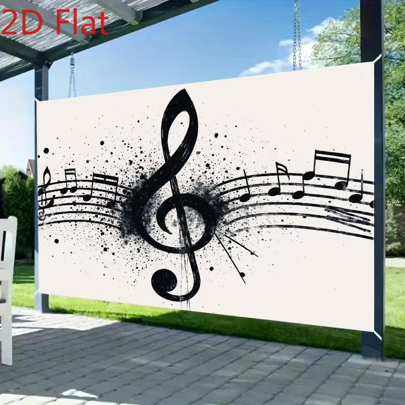 2D Abstract Music Art Tapestry, Treble Clef and Staff Design