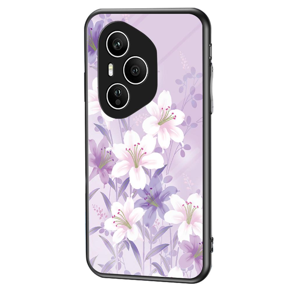 For Honor 400 Pro 5G (Global) Case Floral Pattern TPU+Tempered Glass Protective Phone Cover