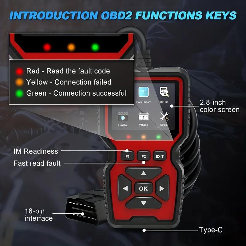 V519 Pro OBD2 Scanner: Live-Daten & Motorleuchten-Diagnose | Batterieloser Code-Leser mit DLC-Stromversorgung, CAN/KWP2000-Protokollen