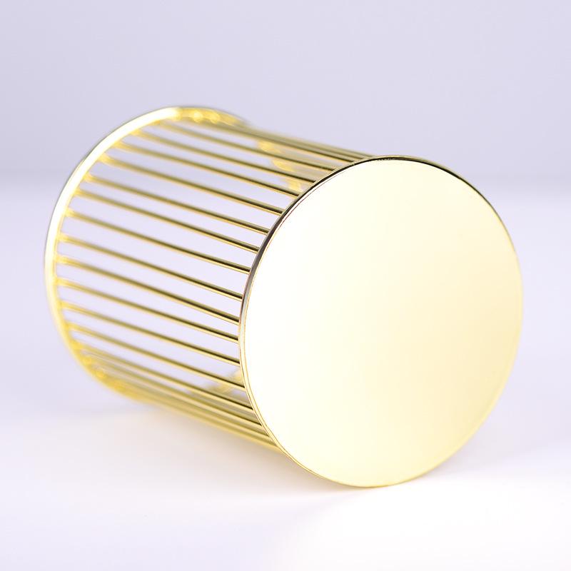 Minimalist Iron Art Metal Pen Holder with Hollow Design for Desktop Stationery Organization