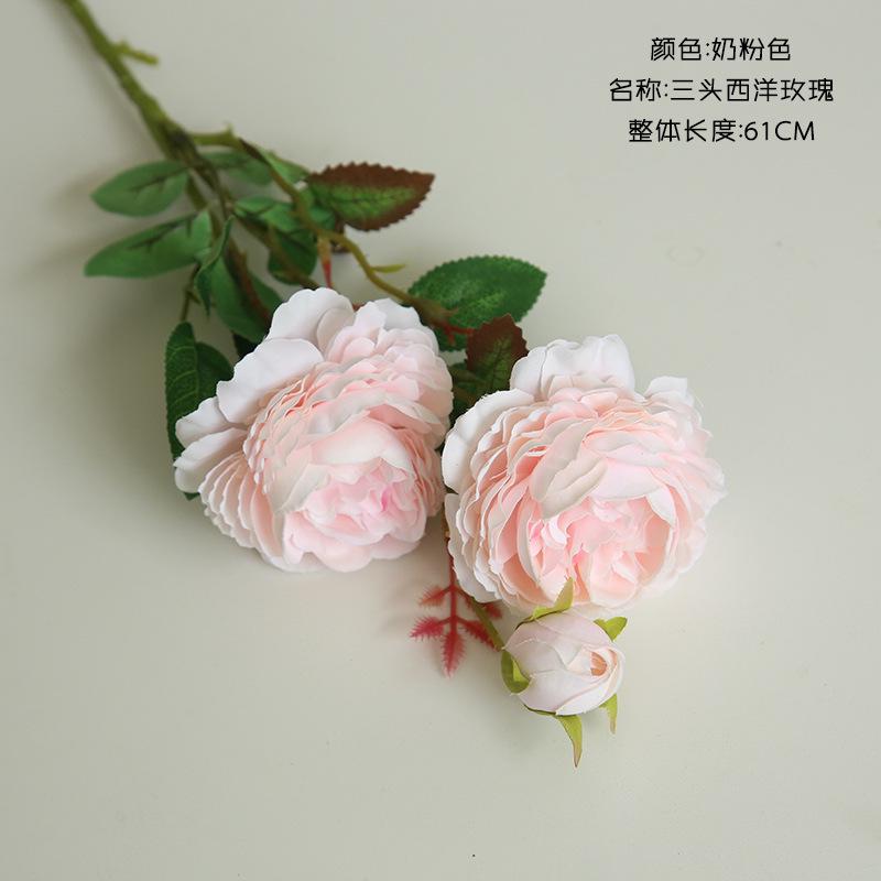 60cm Rose Artificial Flowers 3 Heads Pink White Peonies Silk Flower Wedding Garden Decoration Fake Flower Bouquet Peony Color