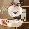 Ceramiczna miska do zupy w stylu japońskim z dwoma uchwytami