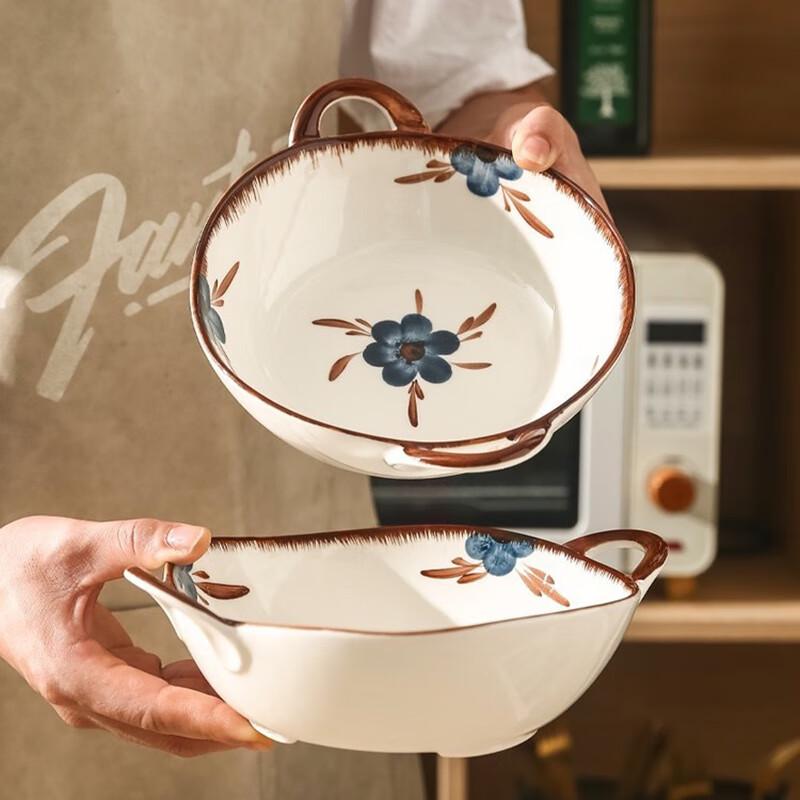 Ceramiczna miska do zupy w stylu japońskim z dwoma uchwytami