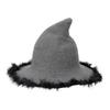 Halloween Beanie Witch Hats Women Plush Trim Wide Brim Pointed Cap Masquerade Cosplay Party Hats Costume Accessory Multi-color Optional