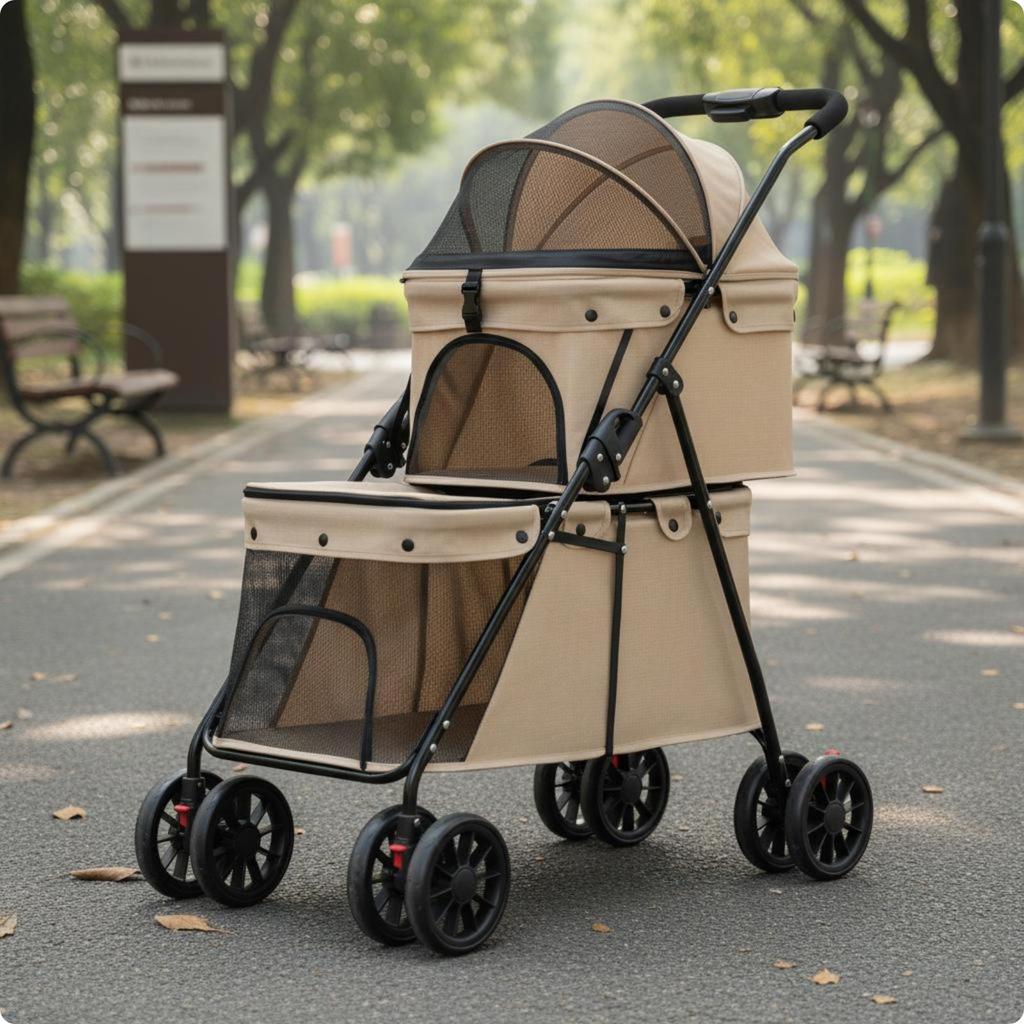 Double Layer Dog Cat Pet Carrier Easy to Fold Deck Large
