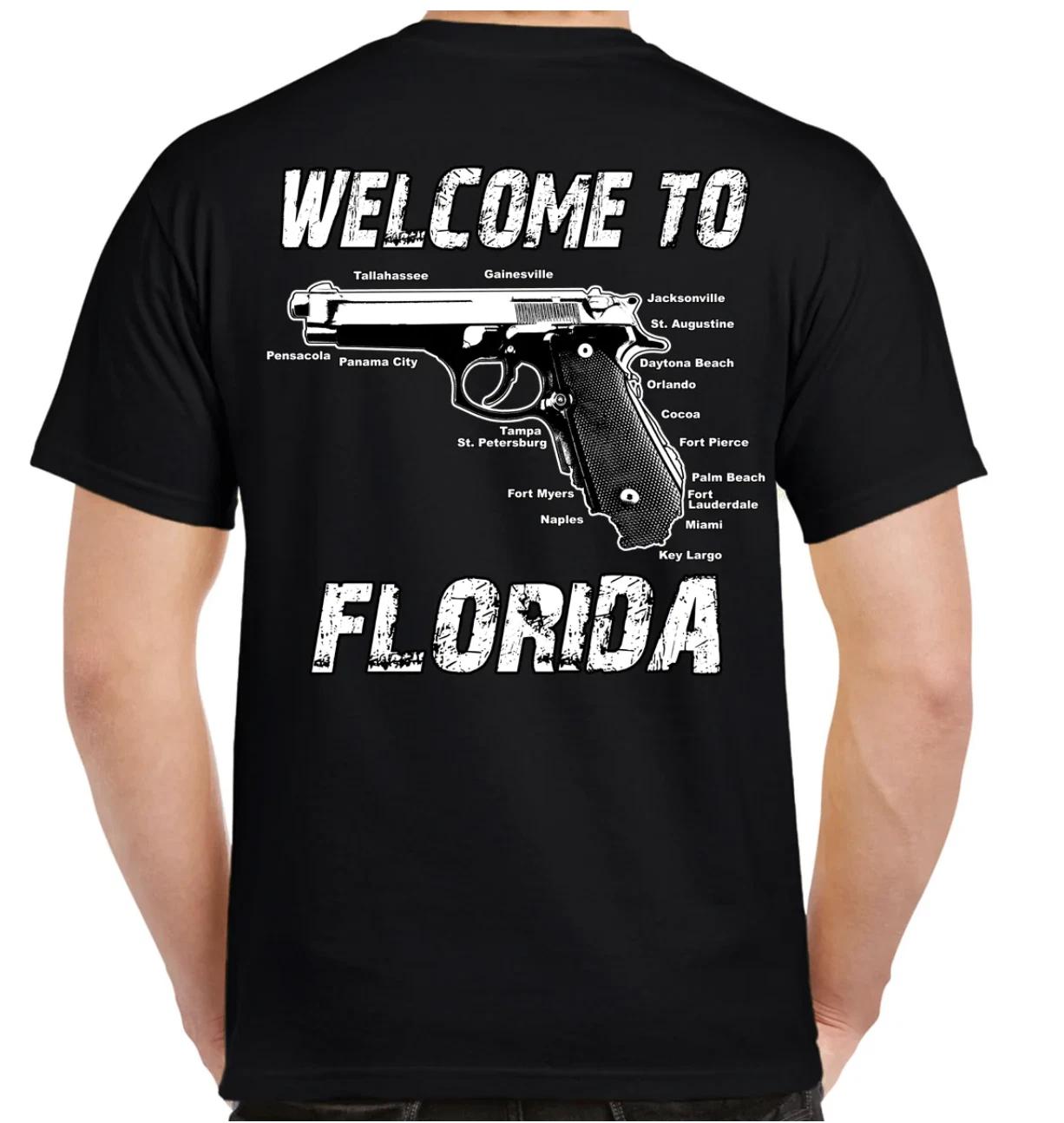 Welcome To Florida Funny 2nd Amendment Humor Biker T-Shirt no Harley XXXL