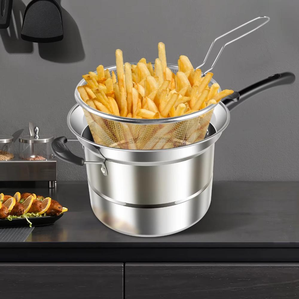 Visible Lid Deep Fryer Pot Stainless Steel Stockpot Multifunctional Pasta Pot  Tempura