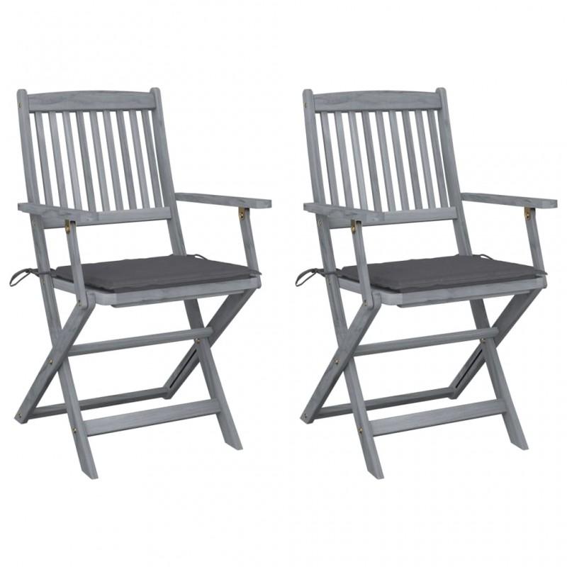 Day and Night - Day and Night Folding Garden Chairs 2 Pcs Cushions Solid Acacia Wood