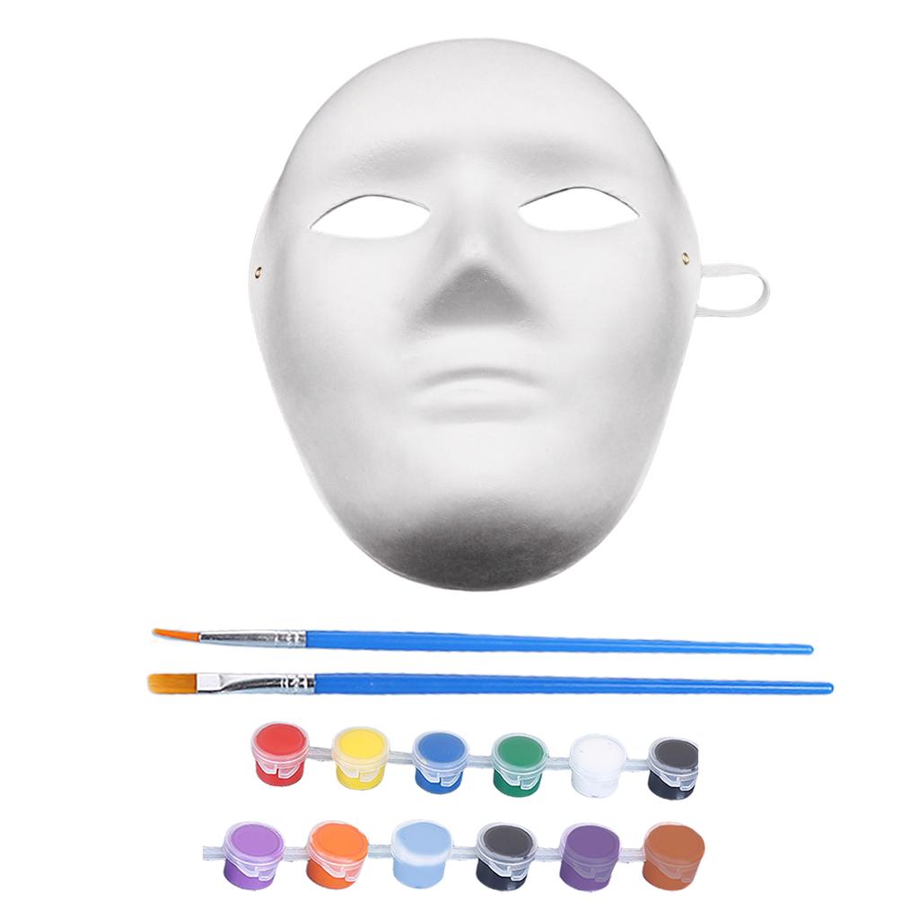 New Halloween DIY Full Face Craft Masks Blank White Paintable Paper Mache Mask for Masquerade Cosplay Mardi Gras Party Prop