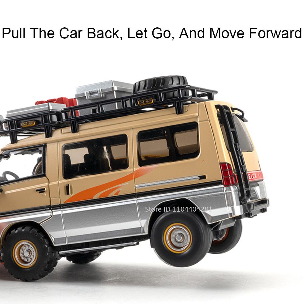 1:24 Mitsubishi Delica H2 Alloy Model Toy Diecast Car Doors Opened With Sound Light Pull Back Miniature Vehice Boy Birthday Gift