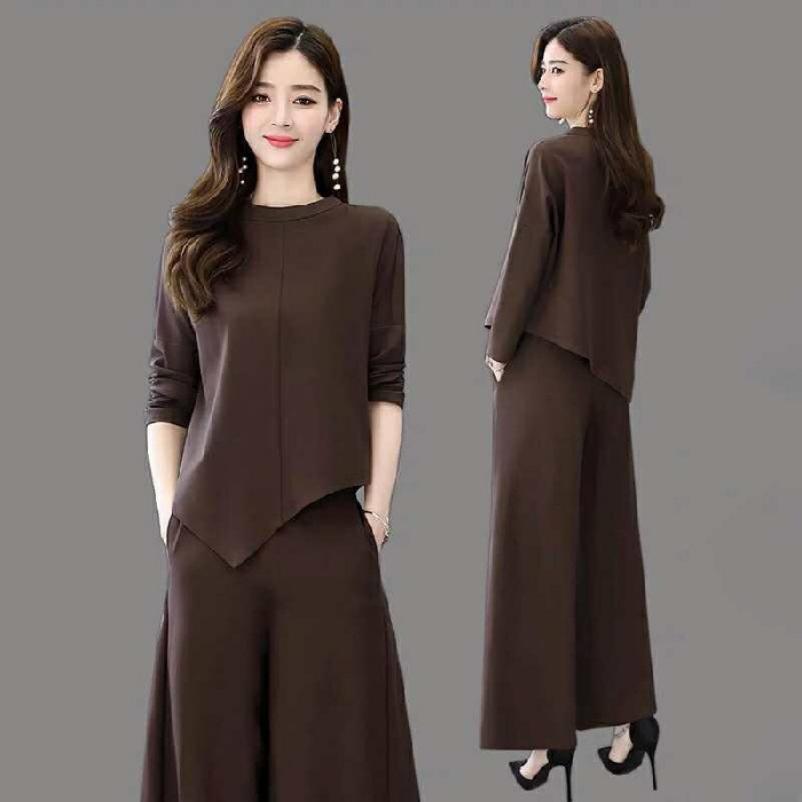 Completo Nuovi Vestiti Autunnali Donna Sottile, Stile Occidentale Casual Temperamento Pantaloni Culotte Due Pezzi Stile Pigro Lusso Leggero