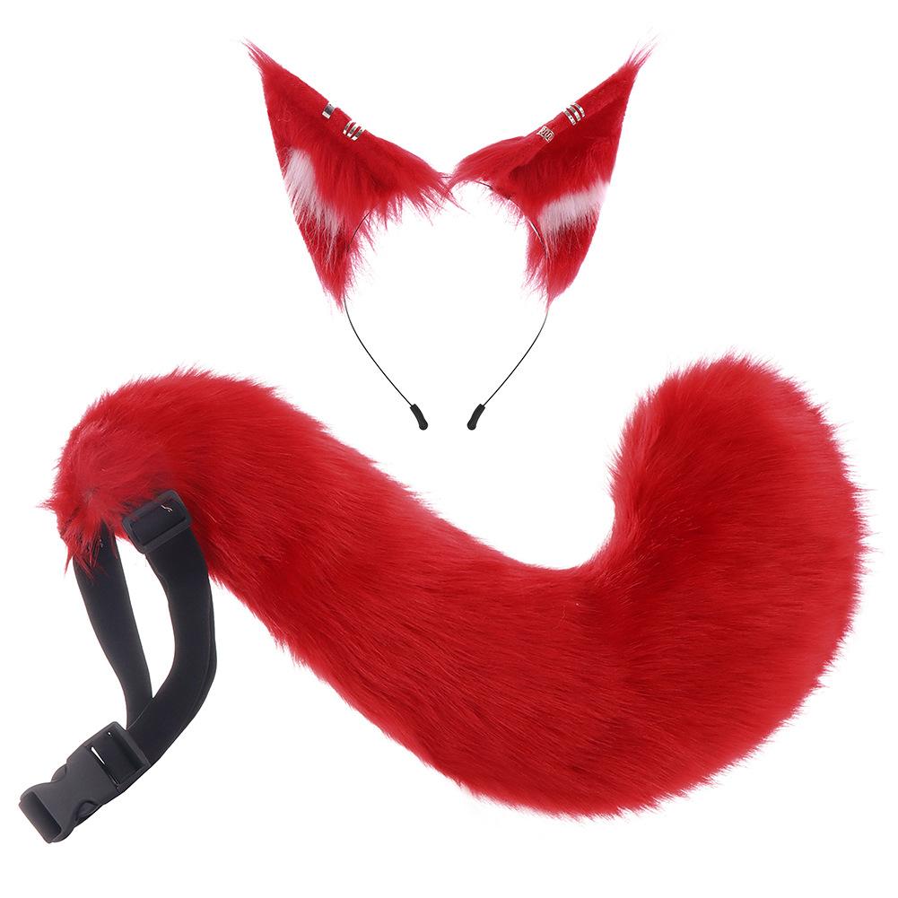 Plush Wolf Ear Headband, Fox Ears Cos Halloween Handmade Female Wolf Tail, Realistic Animal Ears and Tail, for Cosplay Events