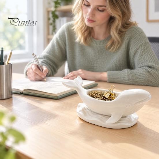 Ocean Themed Desk Organizer Whale Shaped Decorative Storage Bowl, Theme Jewelry Tray for Ring Earring Sturdy Sculpture Container Necklace, Candle