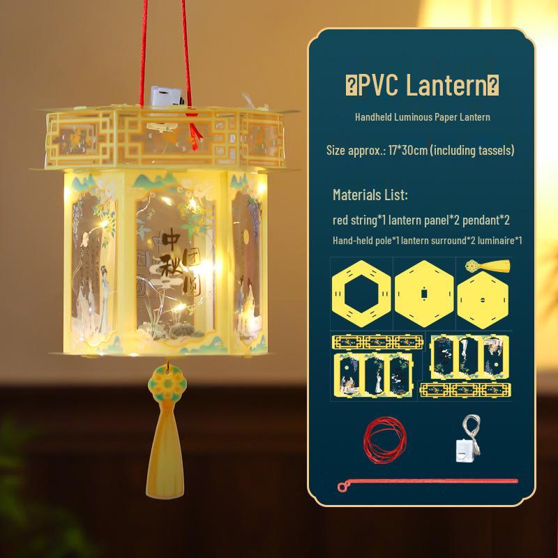 Handmade Children s DIY Mid-Autumn Festival Rabbit Lanterns: Ancient Style Hexagonal Palace and Handheld Flower Lanterns, Hanfu Accessories.