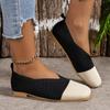 Chaussures Plates pour Femmes Nouvelles Mocassins Ballerines Patchwork Femmes Bout Carré Printemps Été Chaussures Décontractées Tricots Baskets Plates Zapatos De Mujer